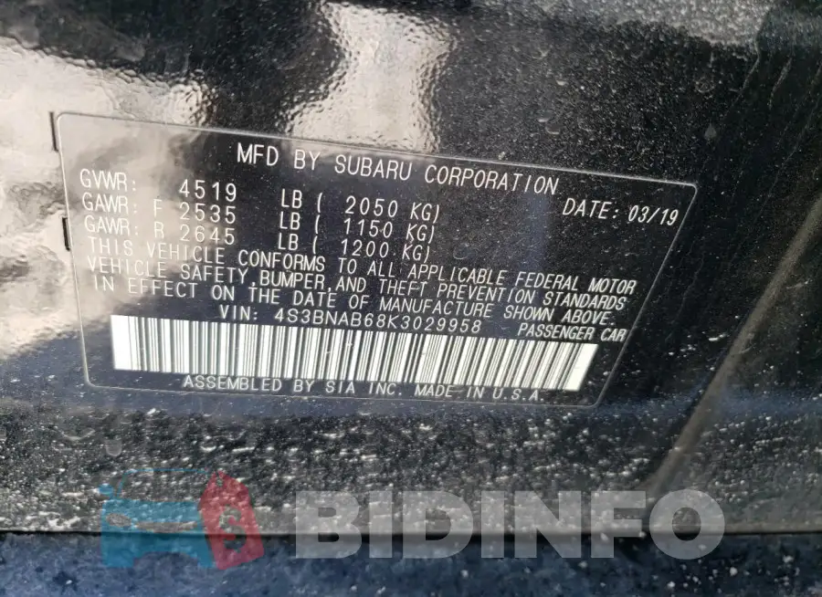 4S3BNAB68K3029958 Photo# 12