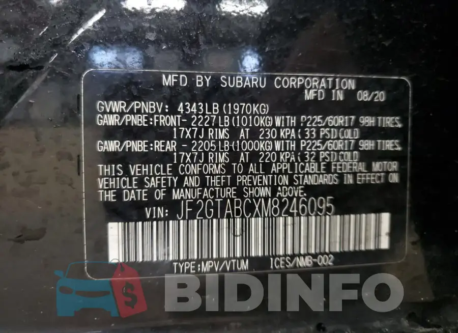 JF2GTABCXM8246095 Photo# 13