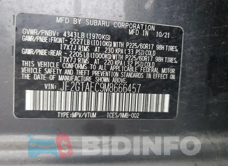 JF2GTAEC9M8666457 Photo# 14