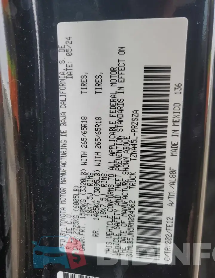 3TMLB5JN5RM024562 Photo# 12