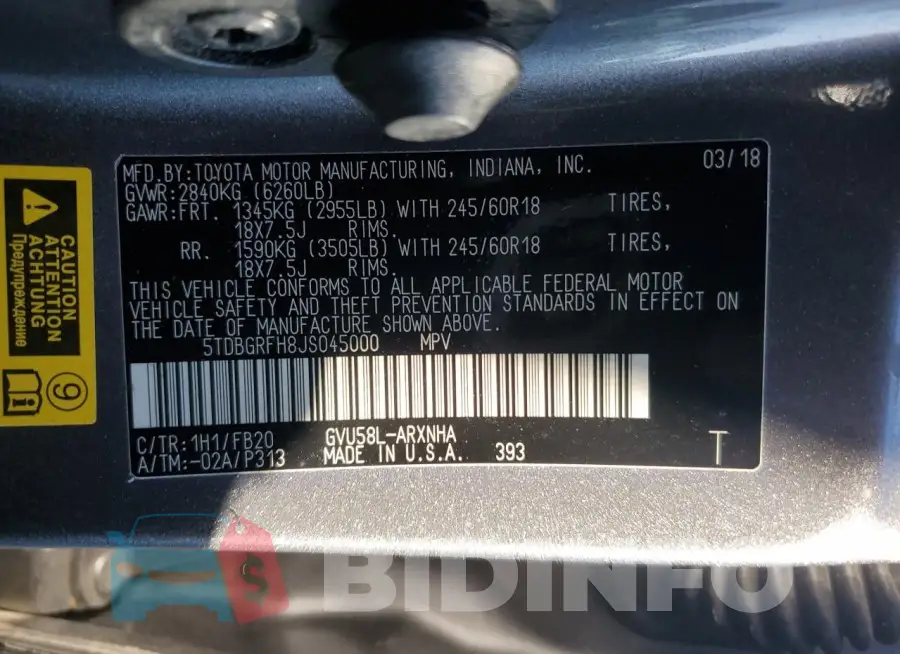 5TDBGRFH8JS045000 Photo# 13