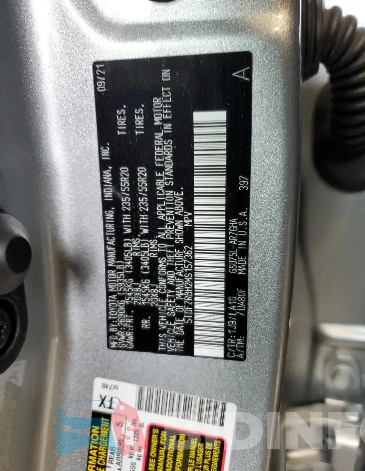 5TDFZRBH2MS157362 Photo# 12