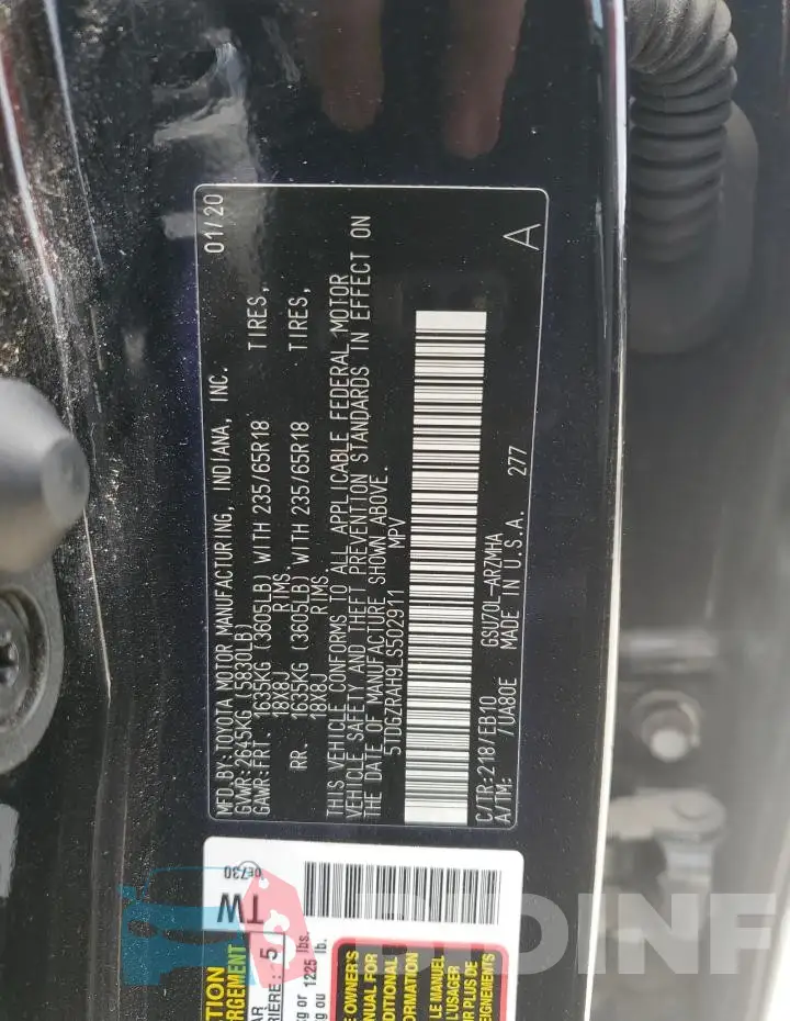 5TDGZRAH9LS502911 Photo# 13