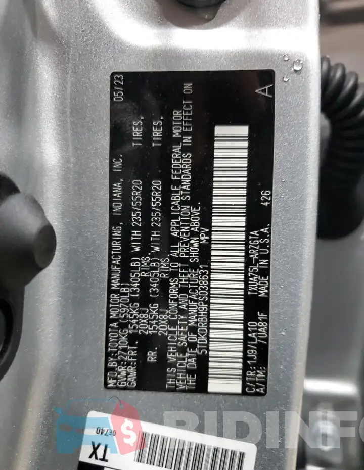 5TDKDRBH9PS038631 Photo# 13