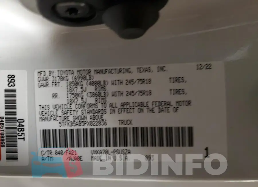 5TFKB5AB5PX022836 Photo# 12