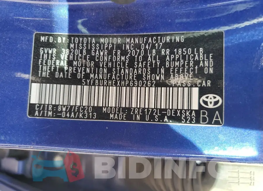 5YFBURHEXHP690262 Photo# 12