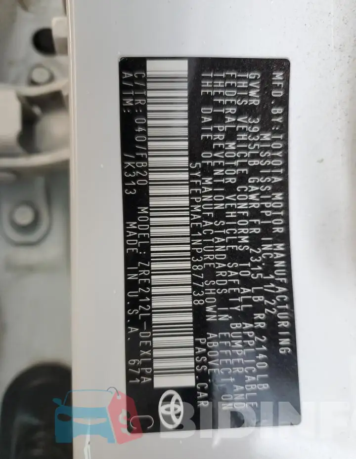 5YFEPMAE1NP387738 Photo# 13