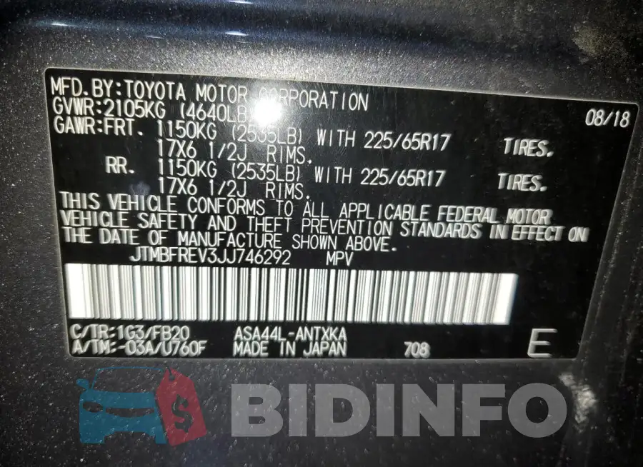 JTMBFREV3JJ746292 Photo# 14