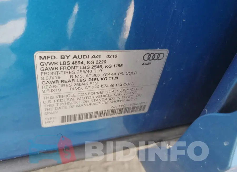 WA1EFCFS5GR016757 Photo# 13