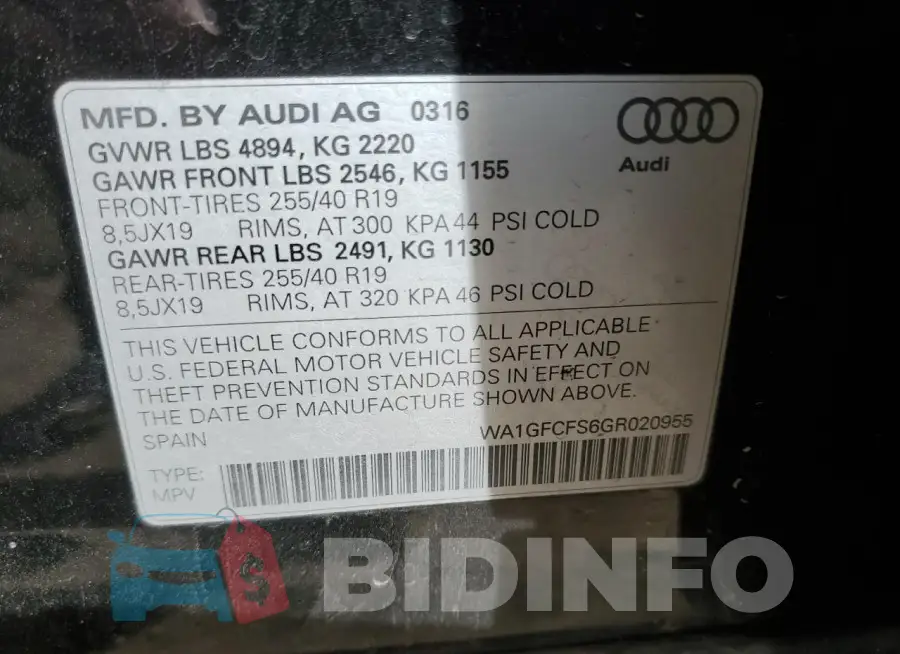 WA1GFCFS6GR020955 Photo# 14
