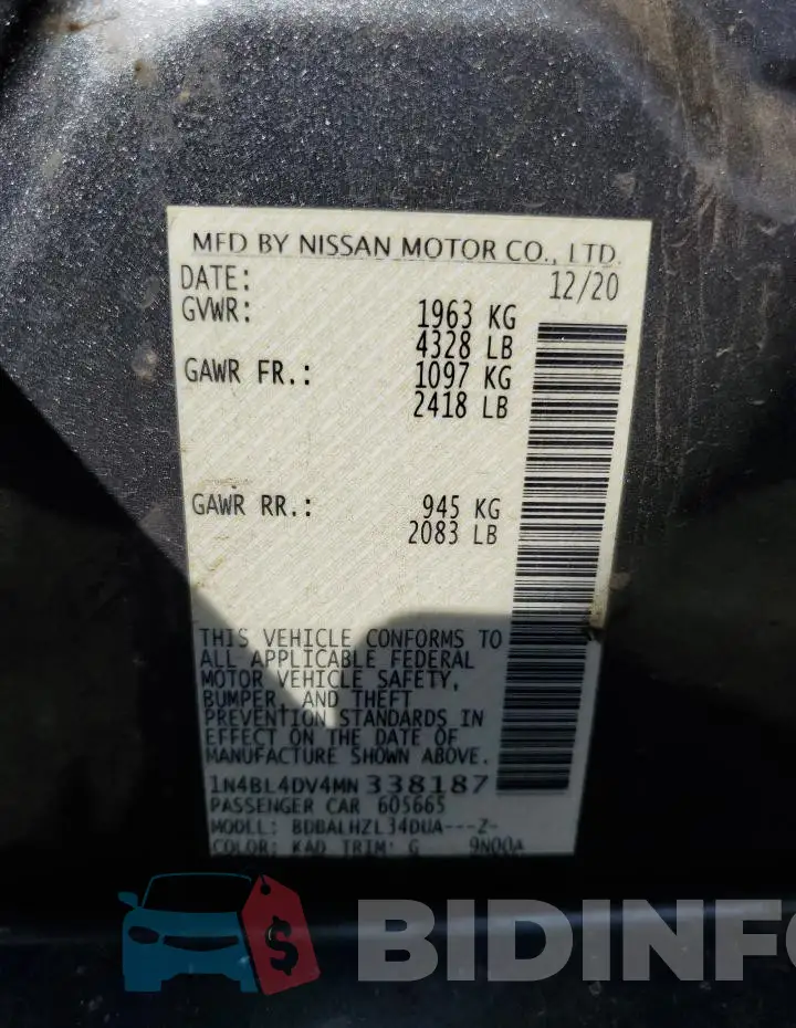 1N4BL4DV4MN338187 Photo# 12