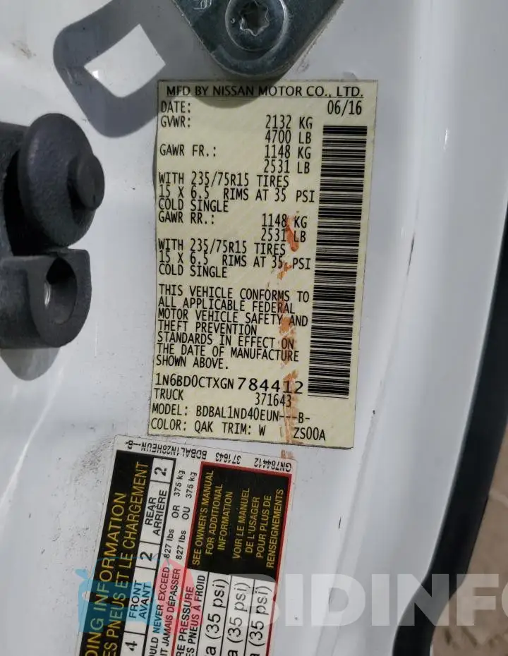 1N6BD0CTXGN784412 Photo# 12