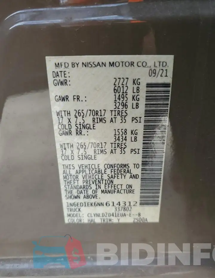 1N6ED1EK6NN614312 Photo# 12