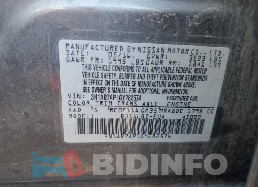 3N1AB7AP1GY282574 Photo# 13