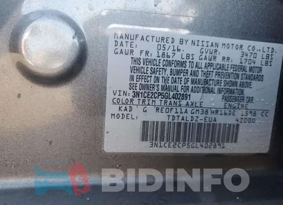 3N1CE2CP5GL402891 Photo# 12