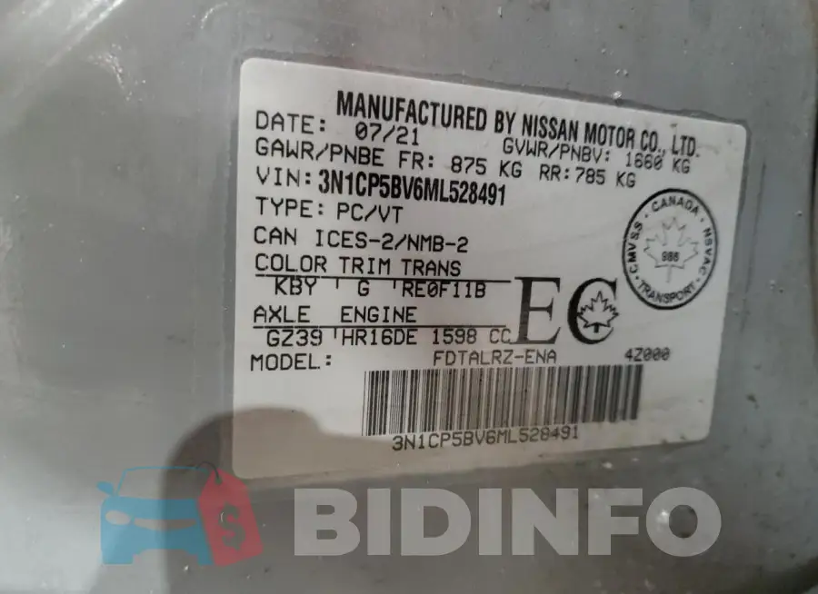 3N1CP5BV6ML528491 Photo# 12