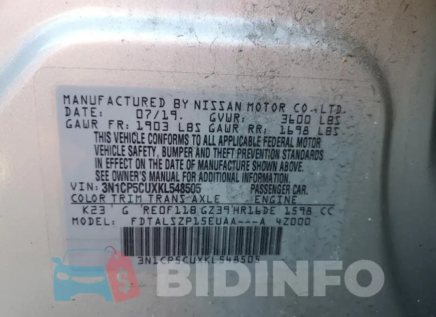 3N1CP5CUXKL548505 Photo# 14
