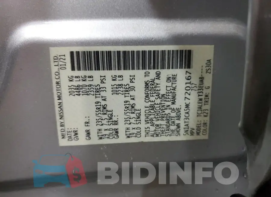 5N1AT3CA5MC720167 Photo# 14