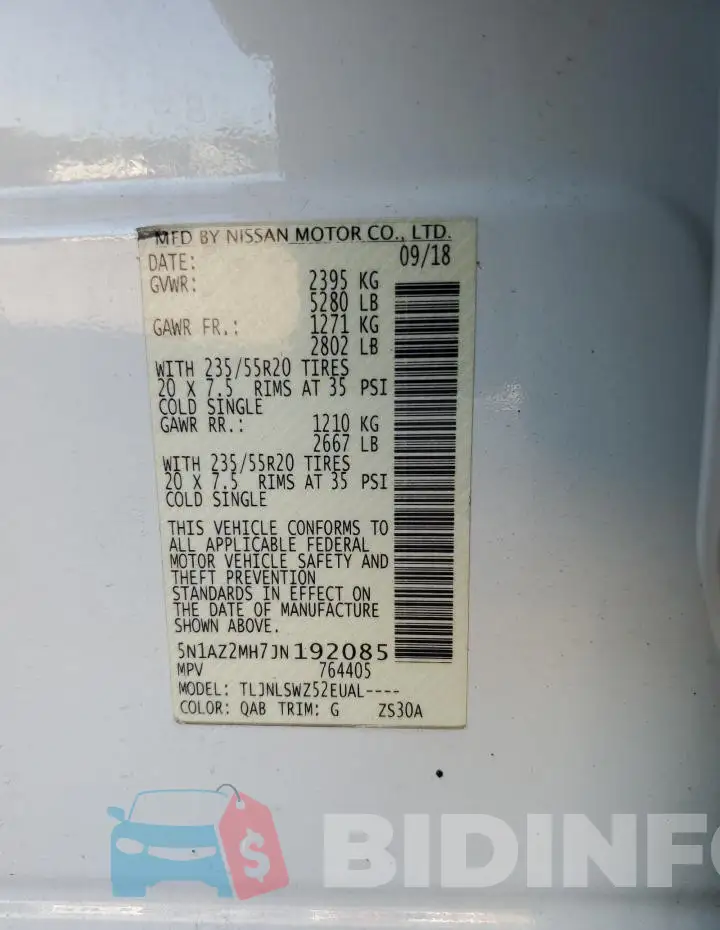 5N1AZ2MH7JN192085 Photo# 12