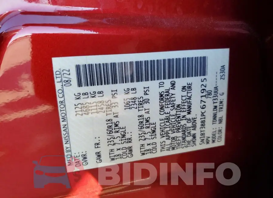 5N1BT3BB1PC671925 Photo# 13