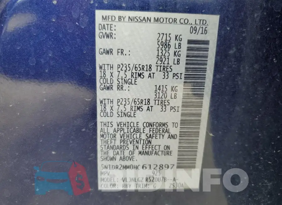 5N1DR2MM0HC612897 Photo# 13