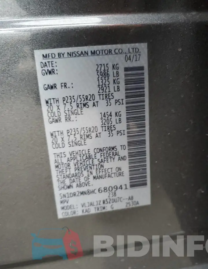 5N1DR2MN8HC680941 Photo# 13
