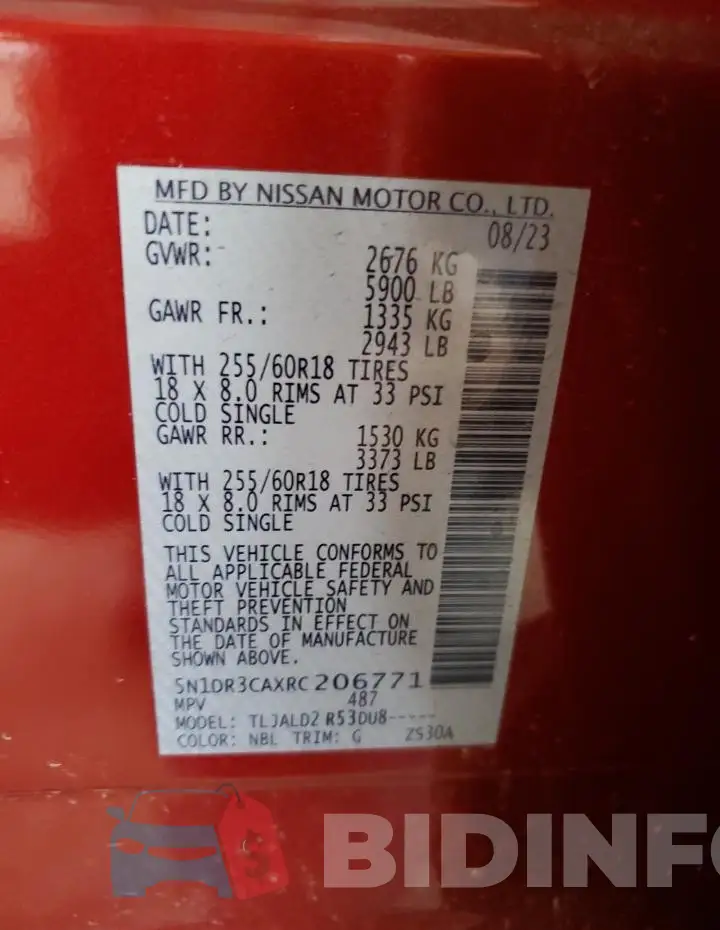 5N1DR3CAXRC206771 Photo# 13