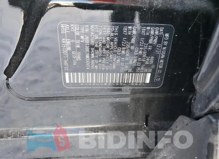 JN8BT3BB2NW330974 Photo# 12