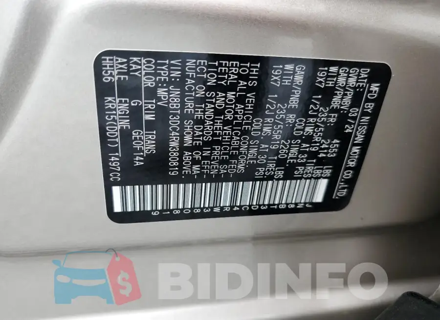 JN8BT3DC4RW380819 Photo# 14