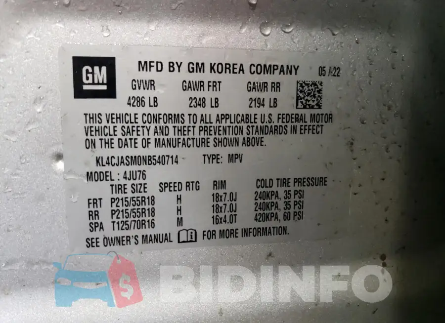 KL4CJASM0NB540714 Photo# 13