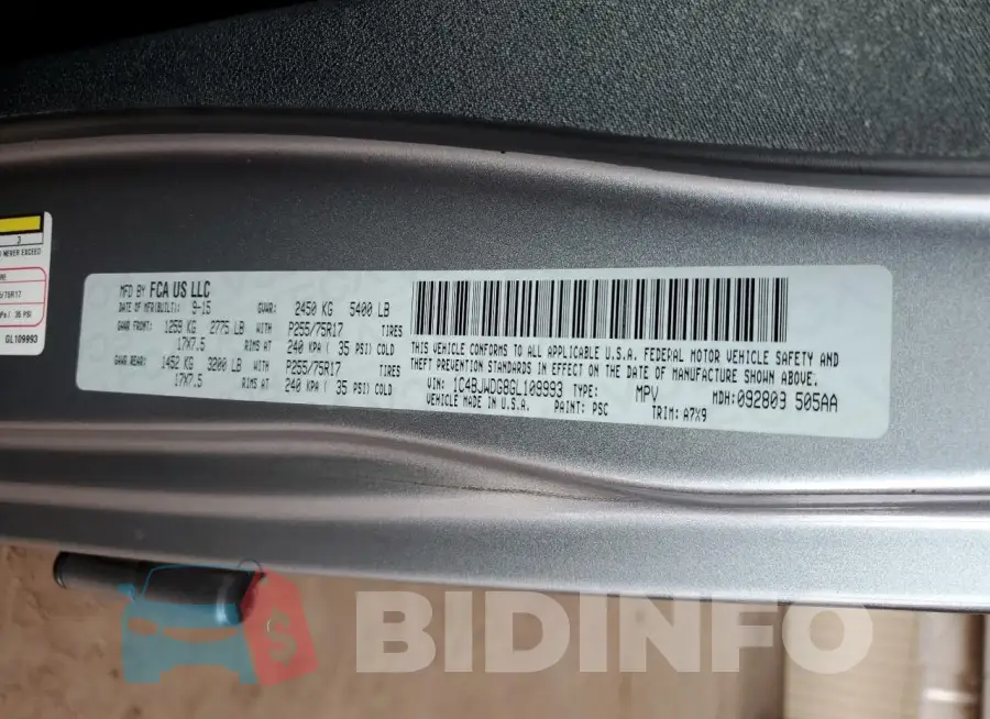 1C4BJWDG8GL109993 Photo# 12