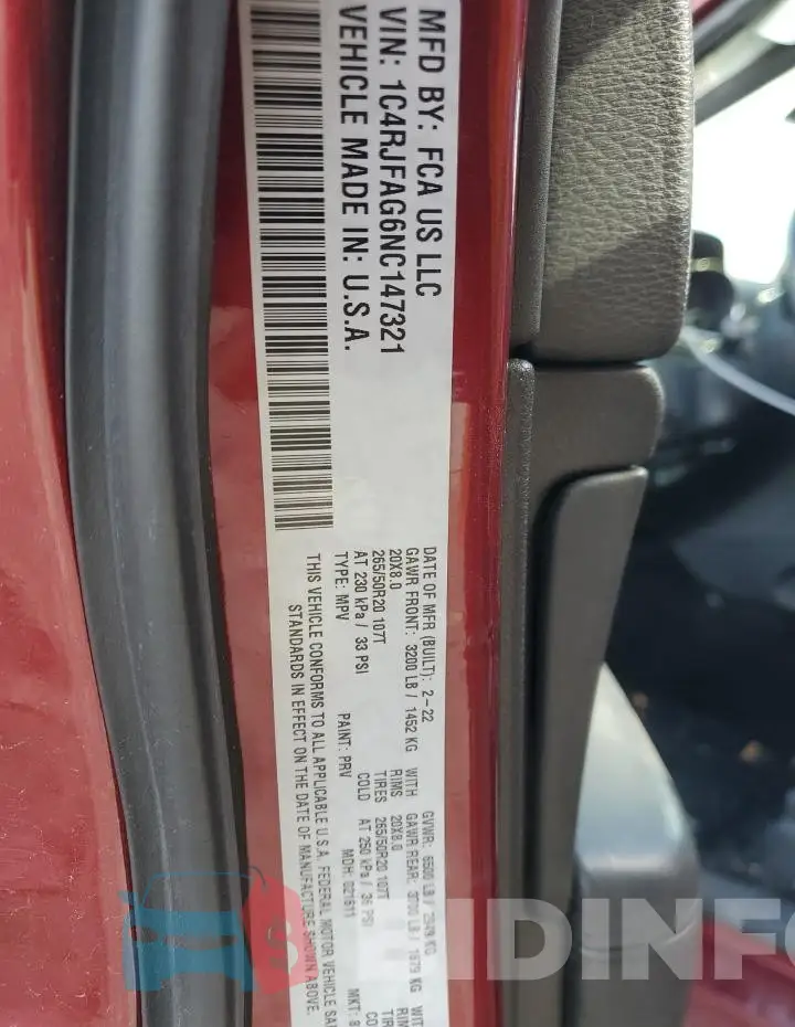1C4RJFAG6NC147321 Photo# 14
