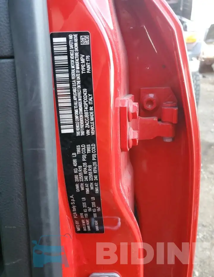 ZACCJBBT4GPD02439 Photo# 12