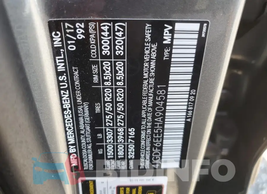 4JGDF6EE5HA904581 Photo# 13