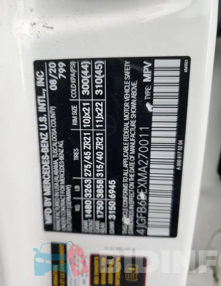4JGFB6BEXMA270011 Photo# 13