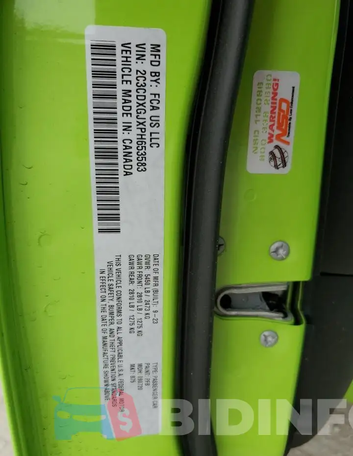2C3CDXGJXPH653583 Photo# 13