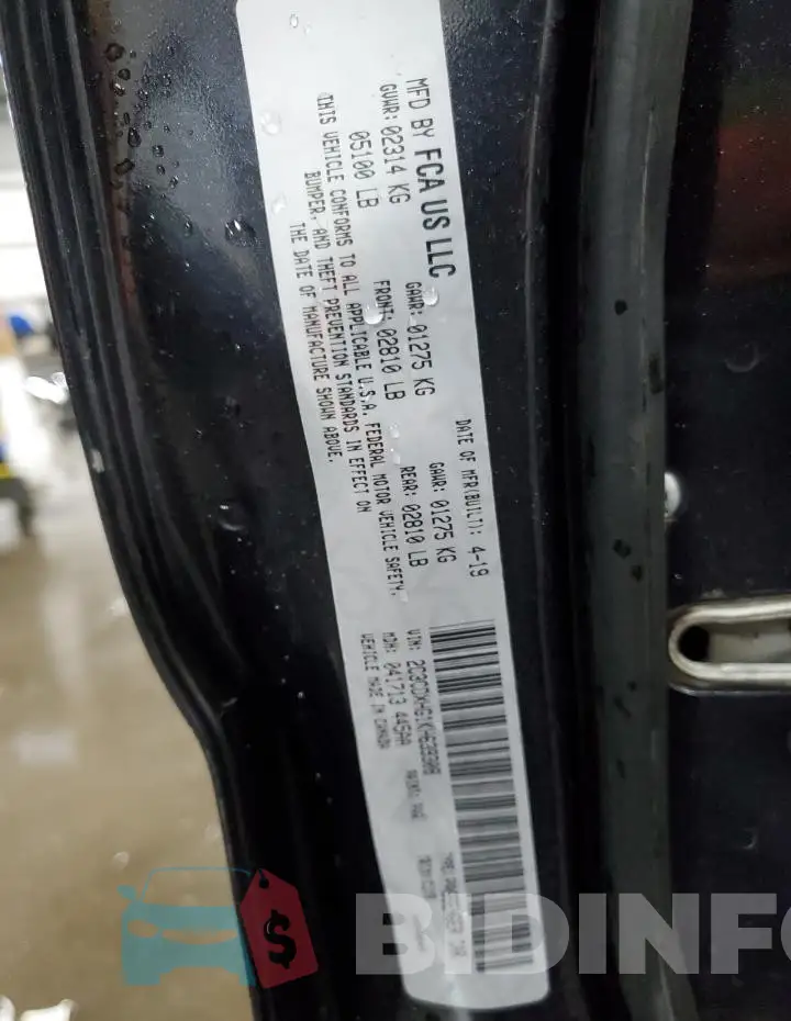 2C3CDXHG1KH639308 Photo# 12