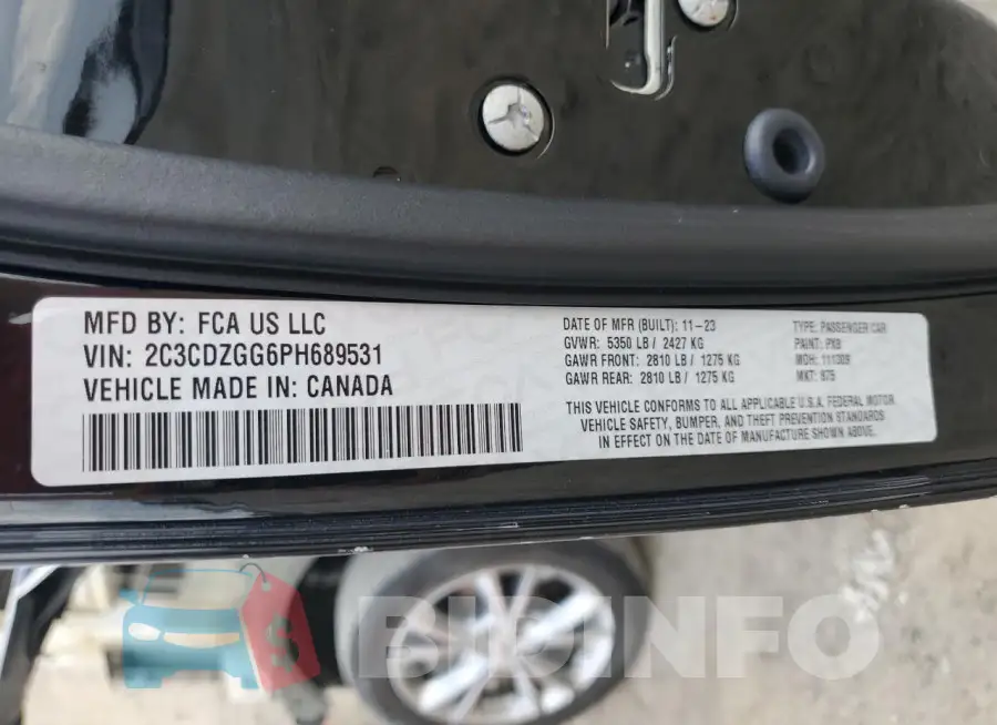 2C3CDZGG6PH689531 Photo# 12
