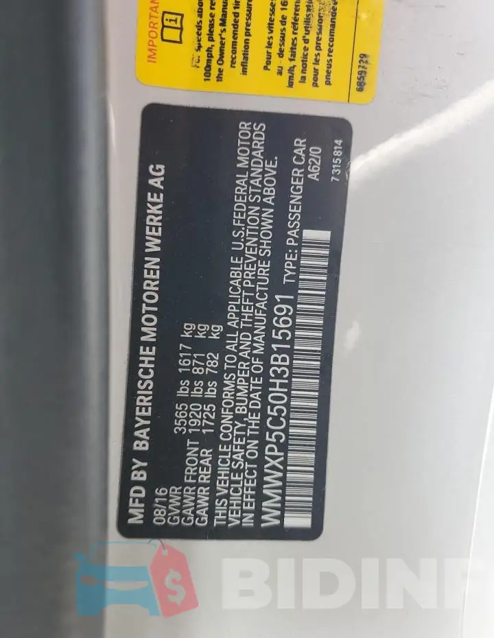 WMWXP5C50H3B15691 Photo# 13