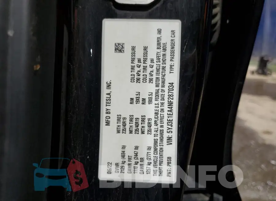 5YJ3E1EA4NF287034 Photo# 12
