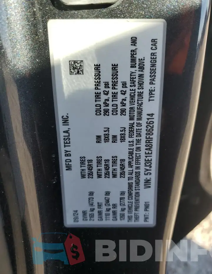 5YJ3E1EA8RF862614 Photo# 13