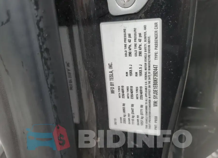 5YJ3E1EB0KF392447 Photo# 12