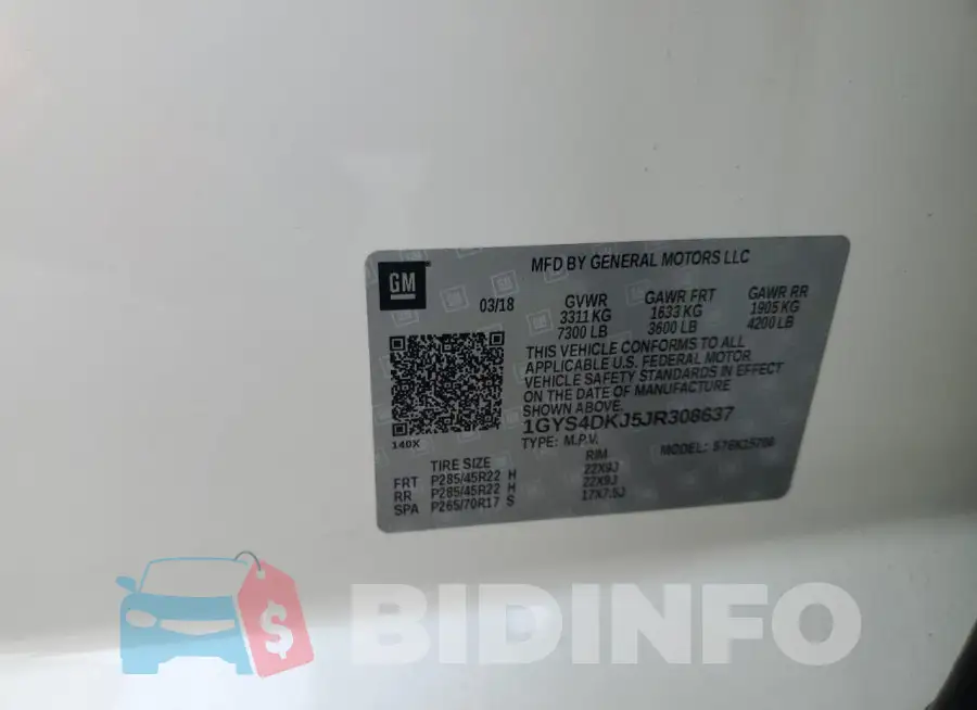 1GYS4DKJ5JR308637 Photo# 14