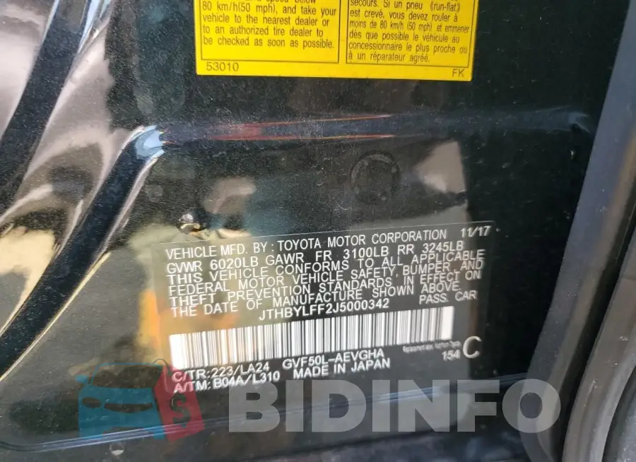 JTHBYLFF2J5000342 Photo# 12