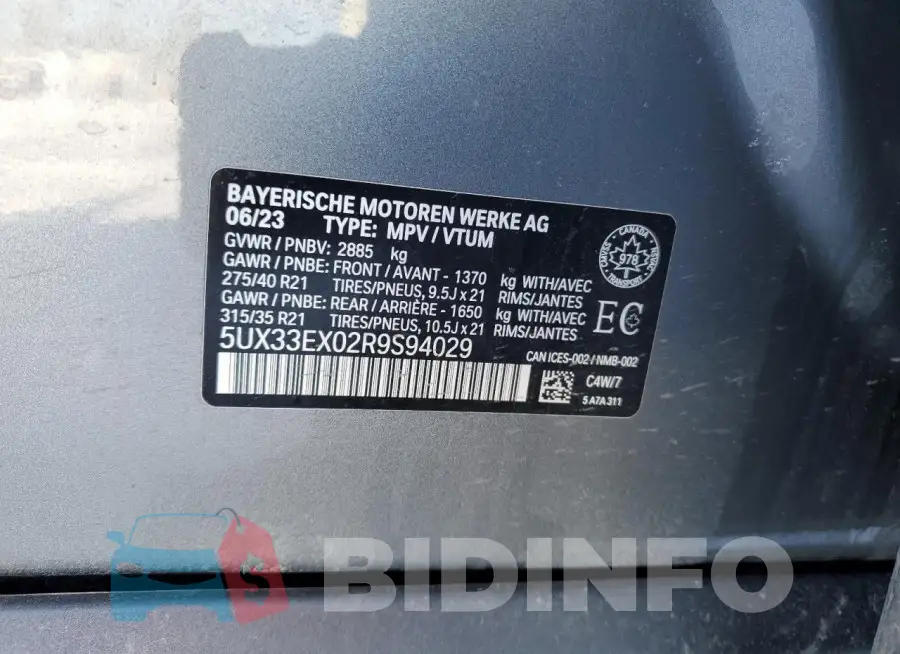 5UX33EX02R9S94029 Photo# 12
