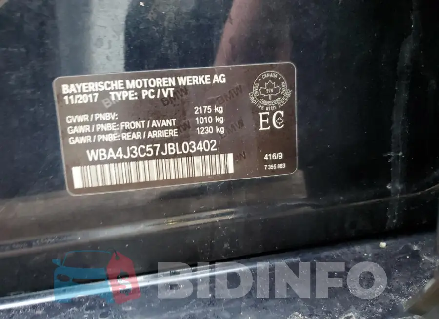 WBA4J3C57JBL03402 Photo# 13