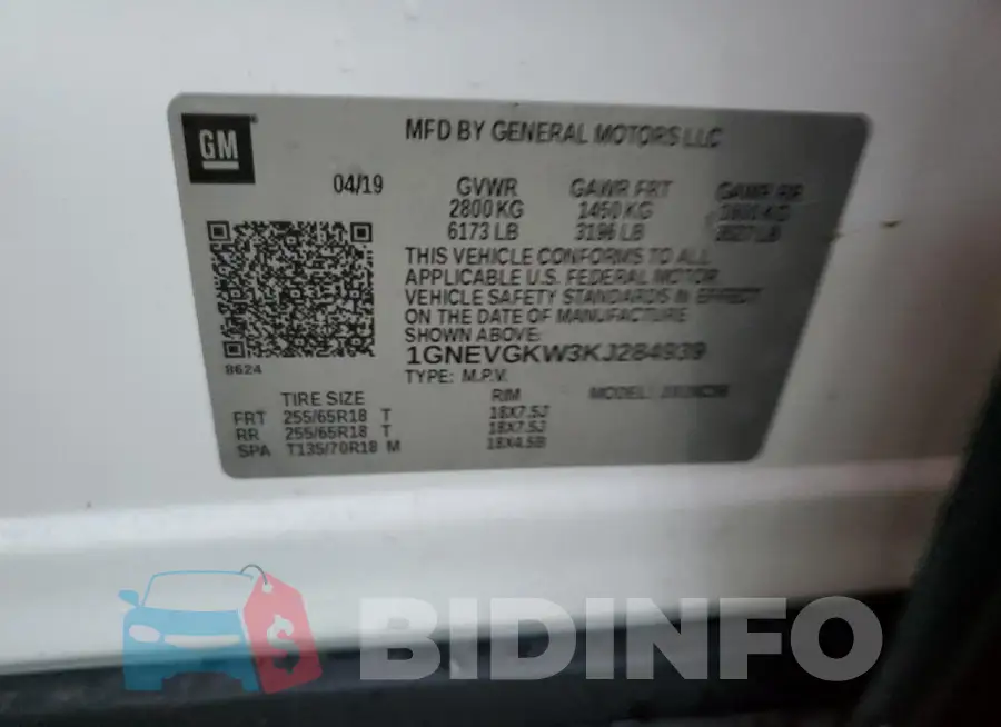 1GNEVGKW3KJ284939 Photo# 13