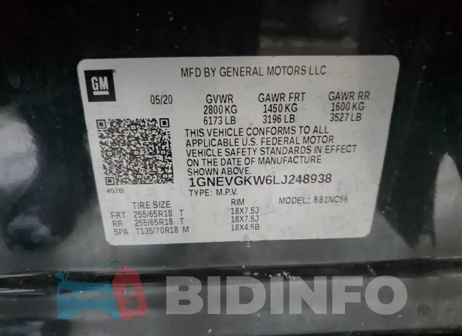 1GNEVGKW6LJ248938 Photo# 13