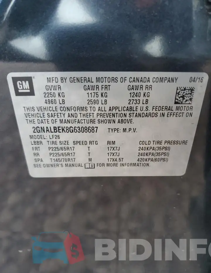 2GNALBEK8G6308687 Photo# 12