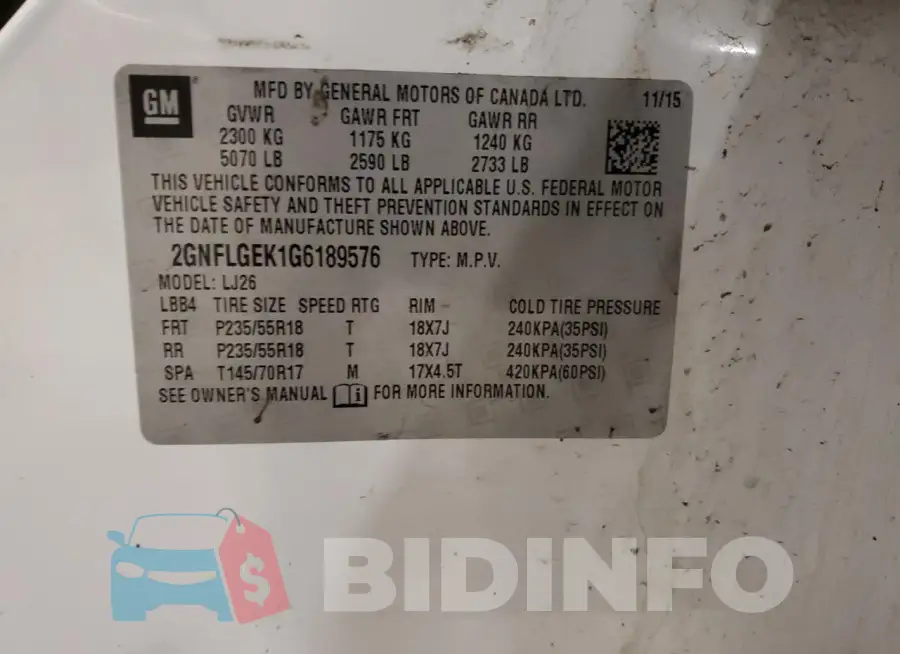 2GNFLGEK1G6189576 Photo# 14